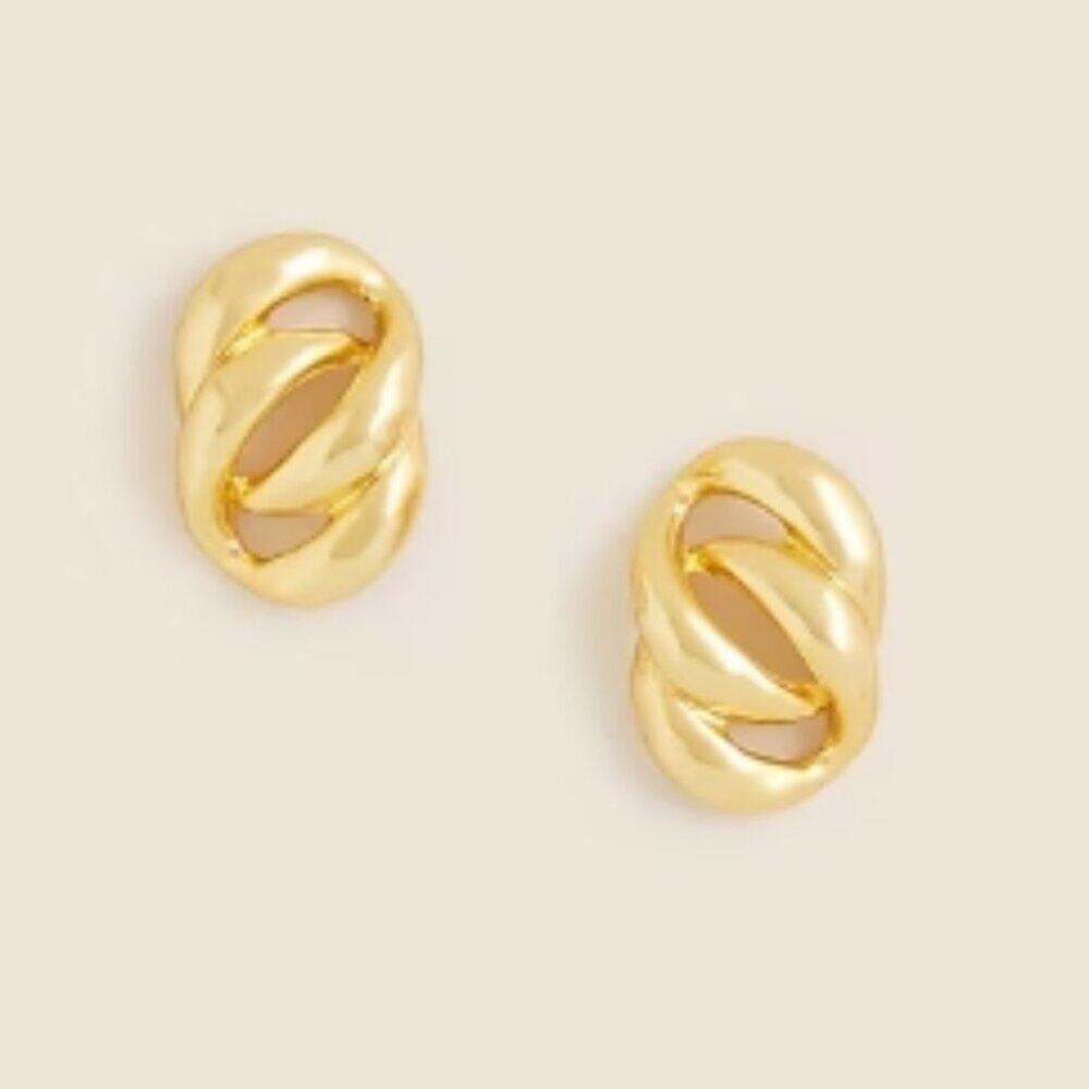 J.Crew Sculptural Link Earrings in Shiny Matte Gold (One Size)
